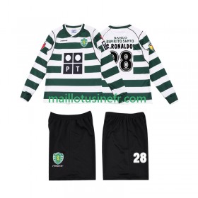Maillot de Foot Sporting CP Cristiano Ronaldo 28 2001 2003 Domicile Retro Manches Longues - Enfant
